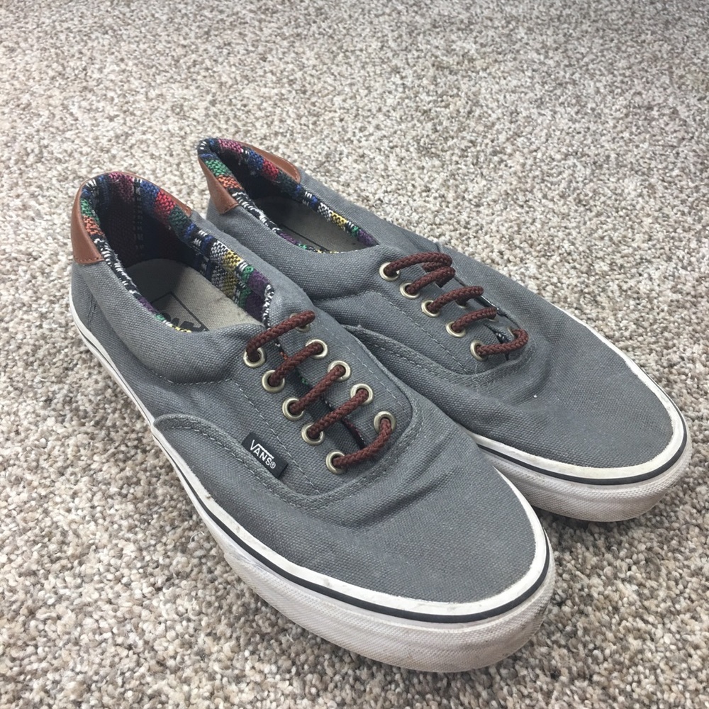 Vans Gray Canvas Sneakers with Brown Accents
